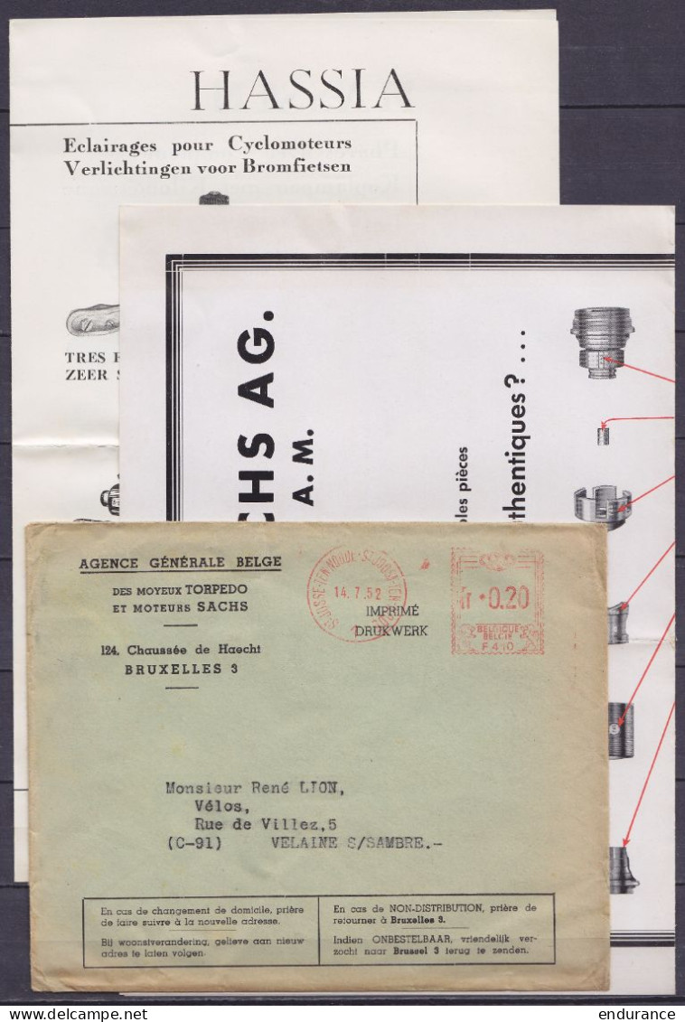 LAC (imprimés Pub.) "Agence Générale Belge Des Moyeux Torpedo Et Moteurs …" Affr. Mécanique 0,20Fr /ST-JOSSE-TEN-NOODE / - ...-1959
