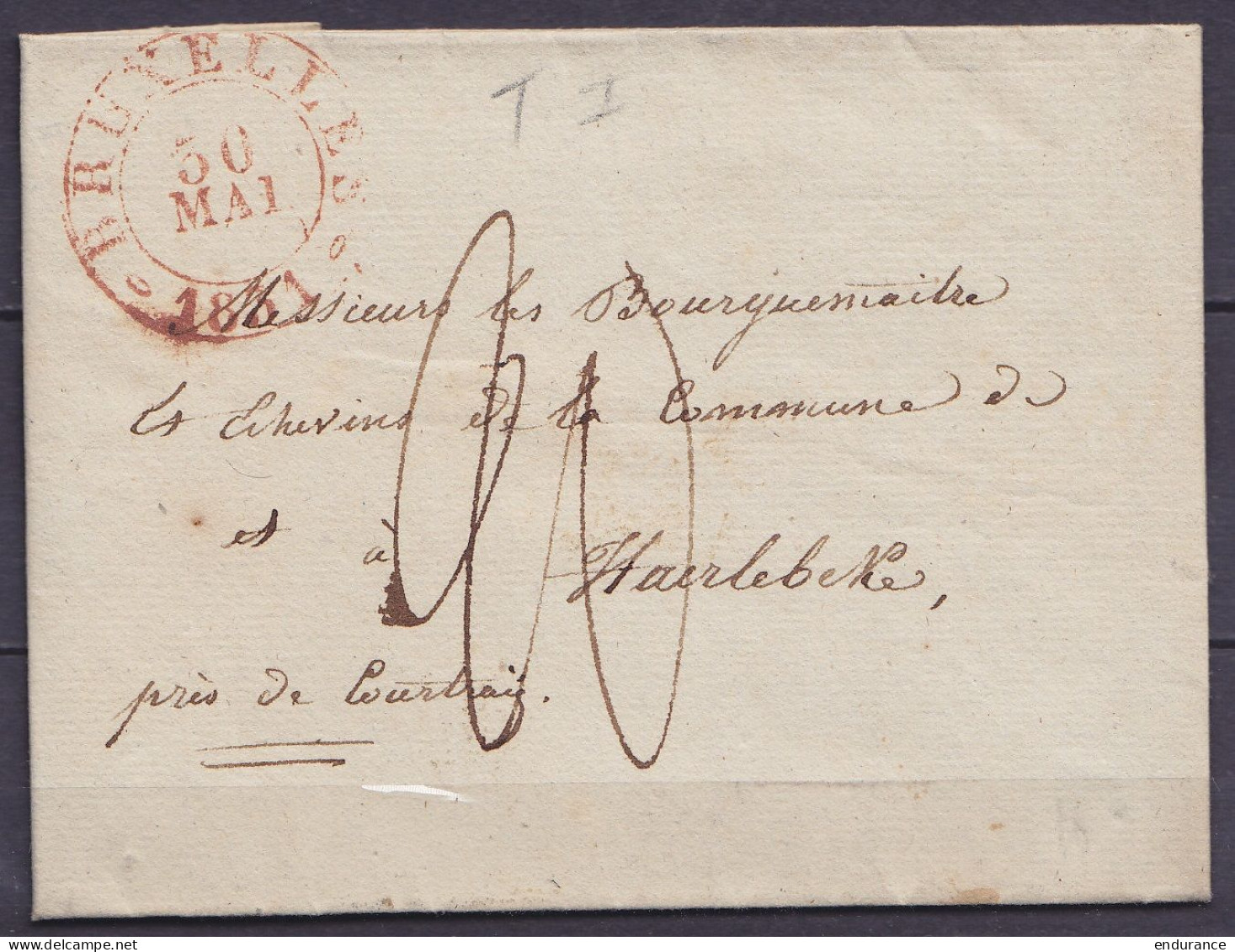 L. Càd BRUXELLES /30 MAI 1831 (Herlant N°71 - La Droite Reliant B Et S Passe Sous Le Mois - Cachet Rare !) Pour HAERELBE - 1830-1849 (Onafhankelijk België)
