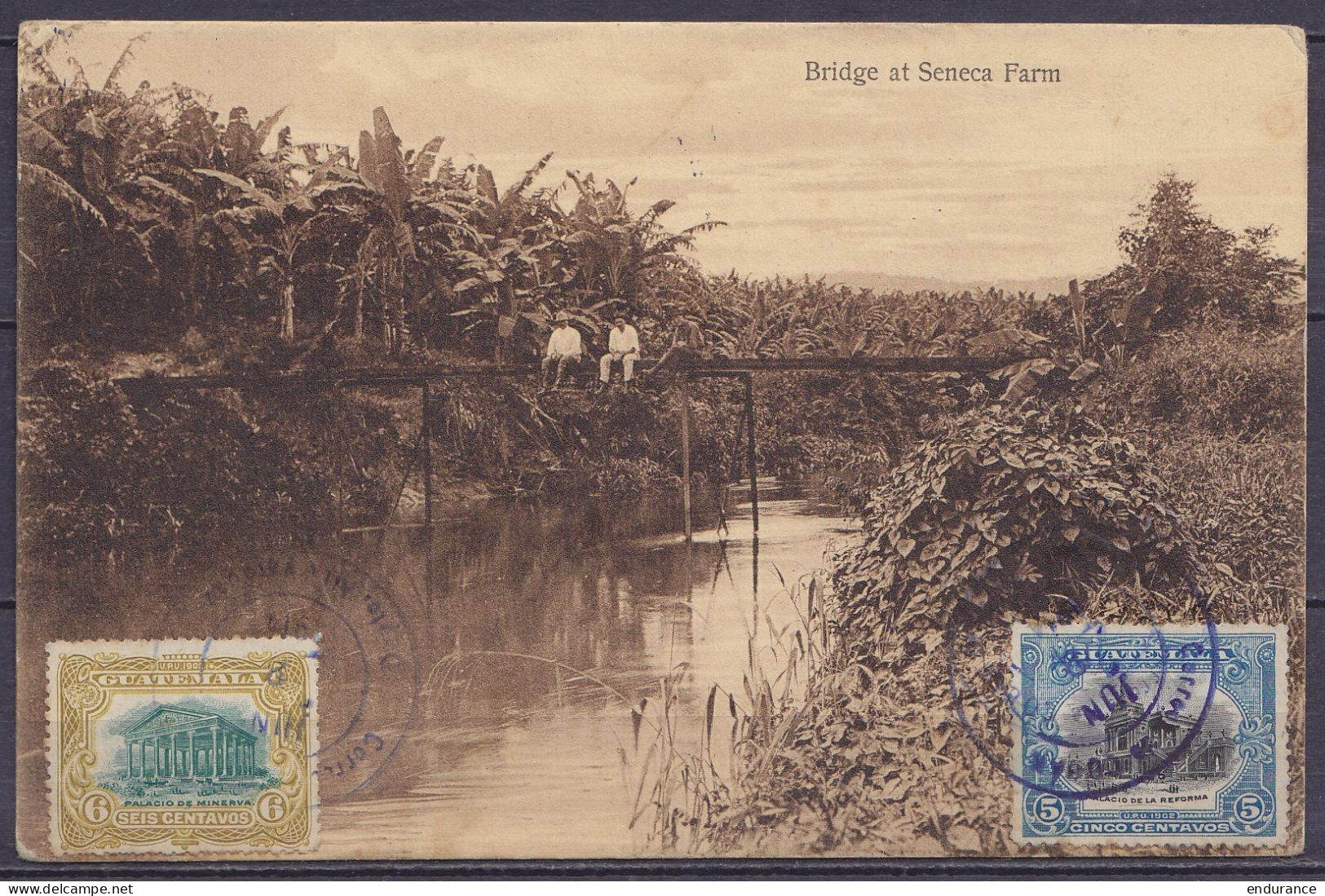 Guatemala - CP "Bridge At Seneca Farm" Affr. 16 Ctvs Càd "CORREOS DE COBAN /JUN 2 1914/…" Pour BERLIN Allemagne - Flam.  - Guatemala