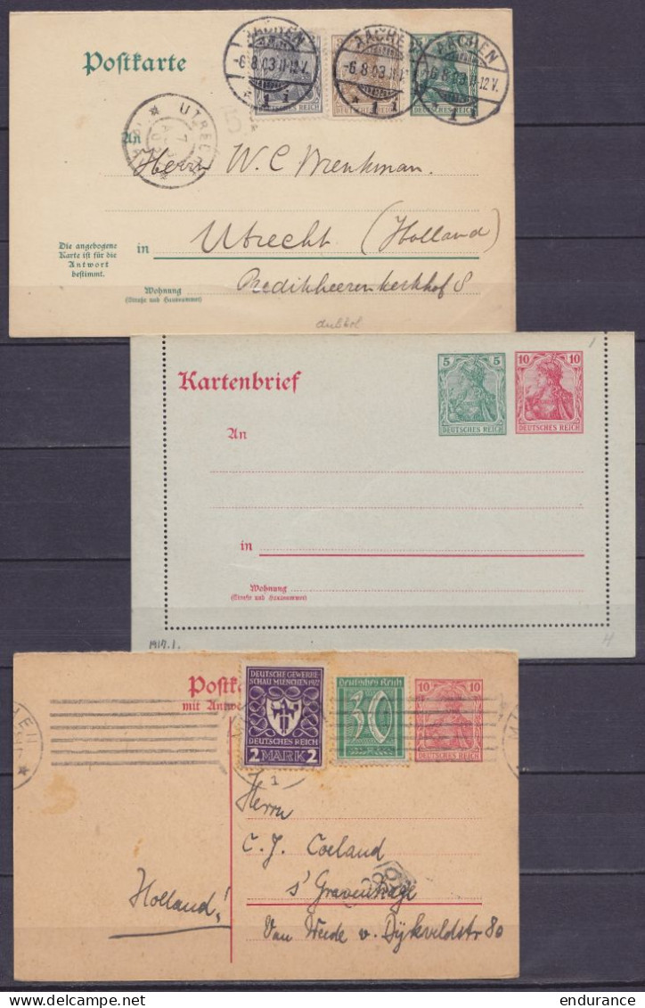 Allemagne - Lot De 8 Entiers Postaux 1889 à 1922 - Différentes Origines, Différentes Destinations - Voir Scans - Sonstige & Ohne Zuordnung