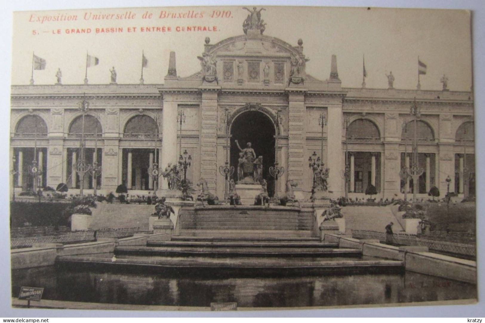 BELGIQUE - BRUXELLES - Exposition Universelle De 1910 - Le Grand Bassin Et Entrée Centrale - Expositions Universelles