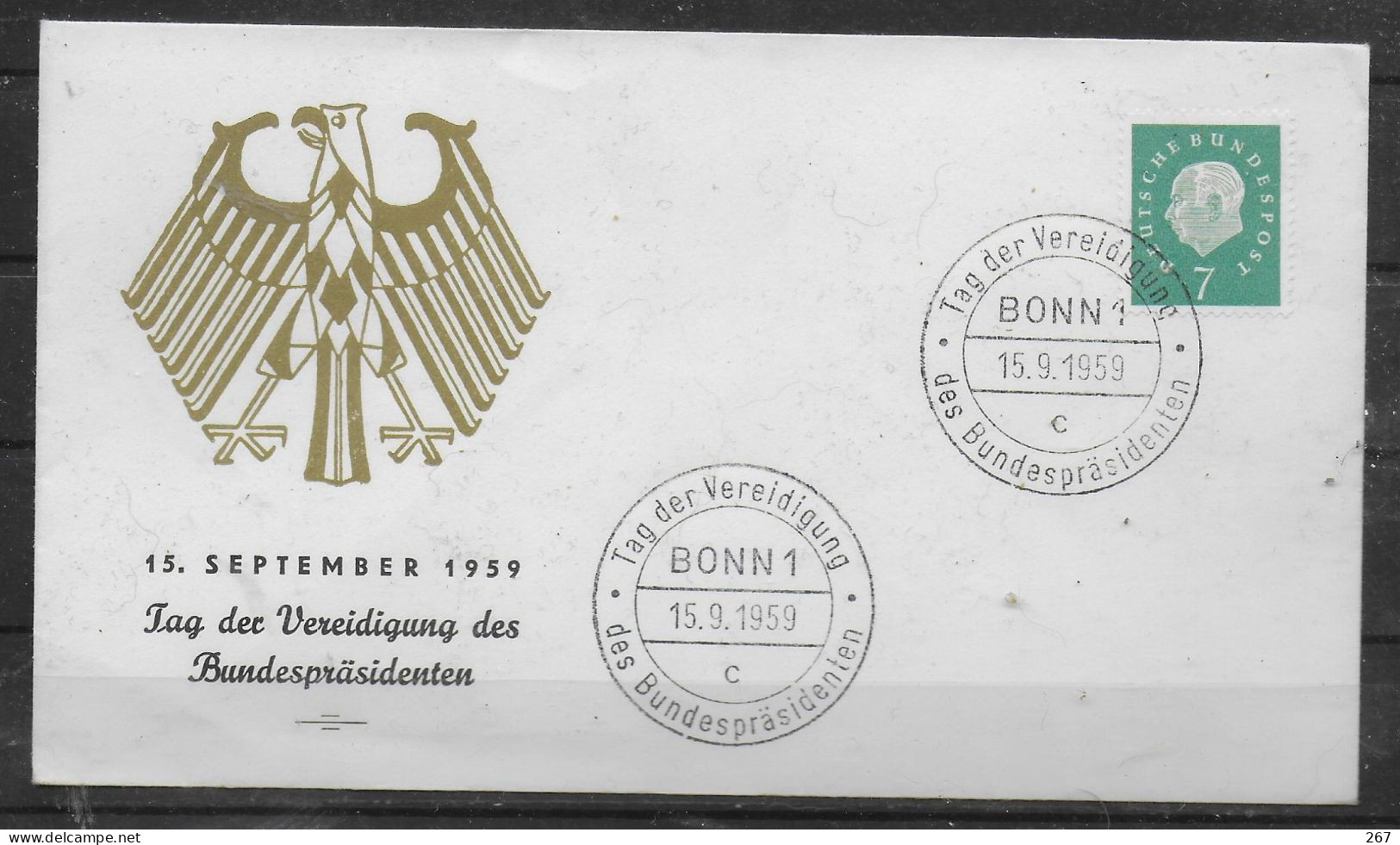 ALLEMAGNE   FDC  1959   Bonn President - Otros & Sin Clasificación