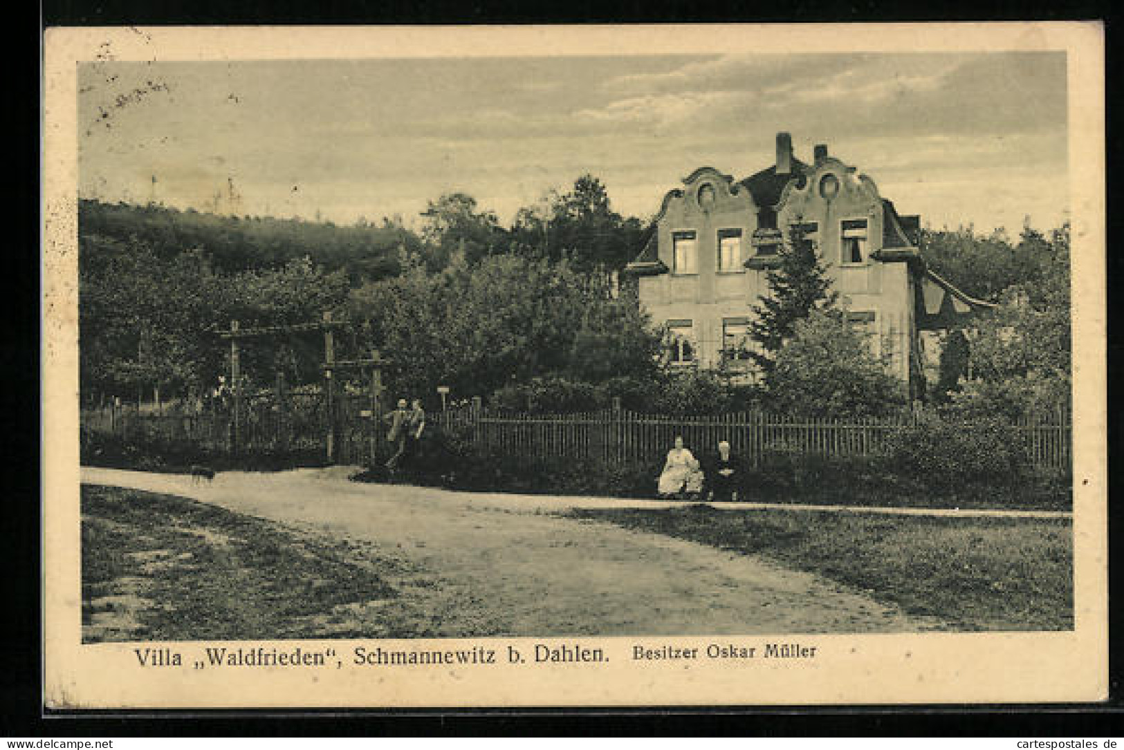 AK Schmannewitz Bei Dahlen, Villa Waldfrieden, Besitzer Oskar Müller  - Dahlen