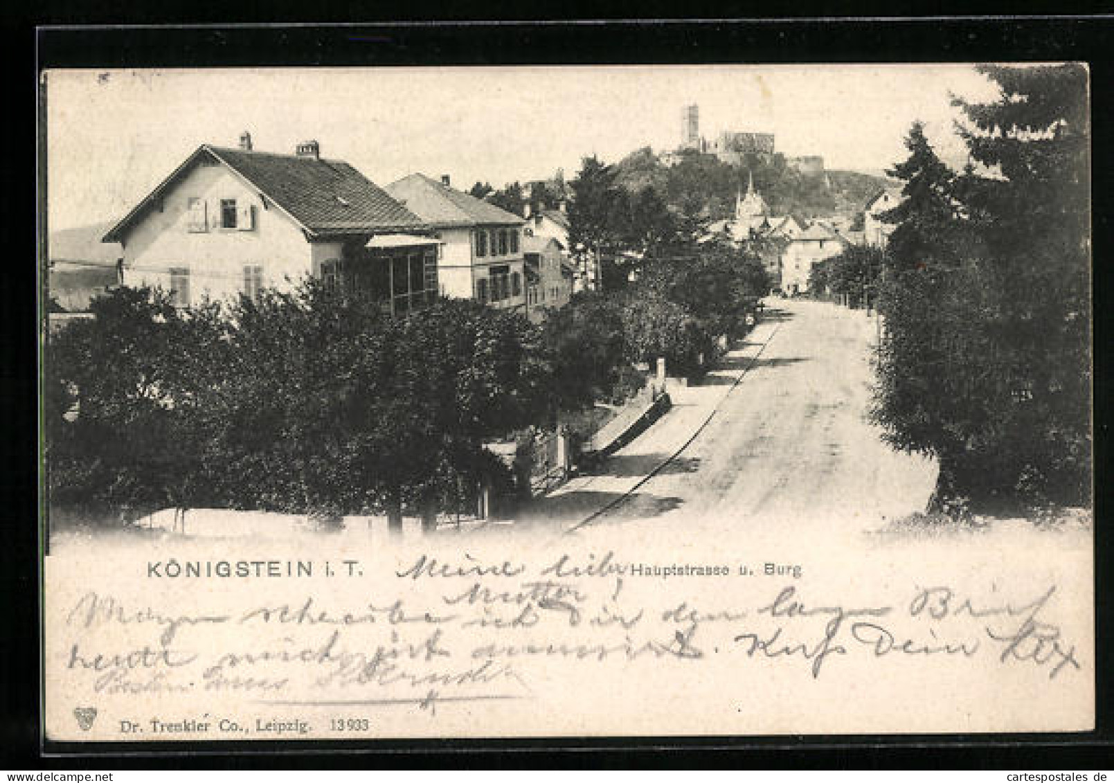 AK Königstein I. T., Hauptstrasse Mit Blick Zur Burg  - Königstein