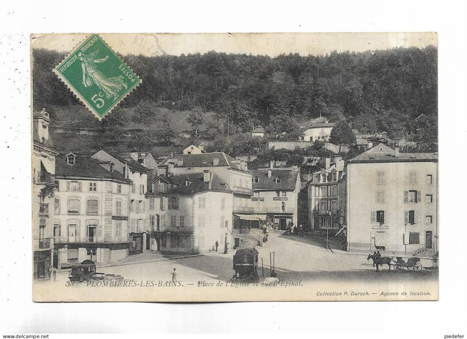 88 -  PLOMBIERES-LES-BAINS  -  Place De L' Eglise Et Rue D' Epinal - Plombieres Les Bains