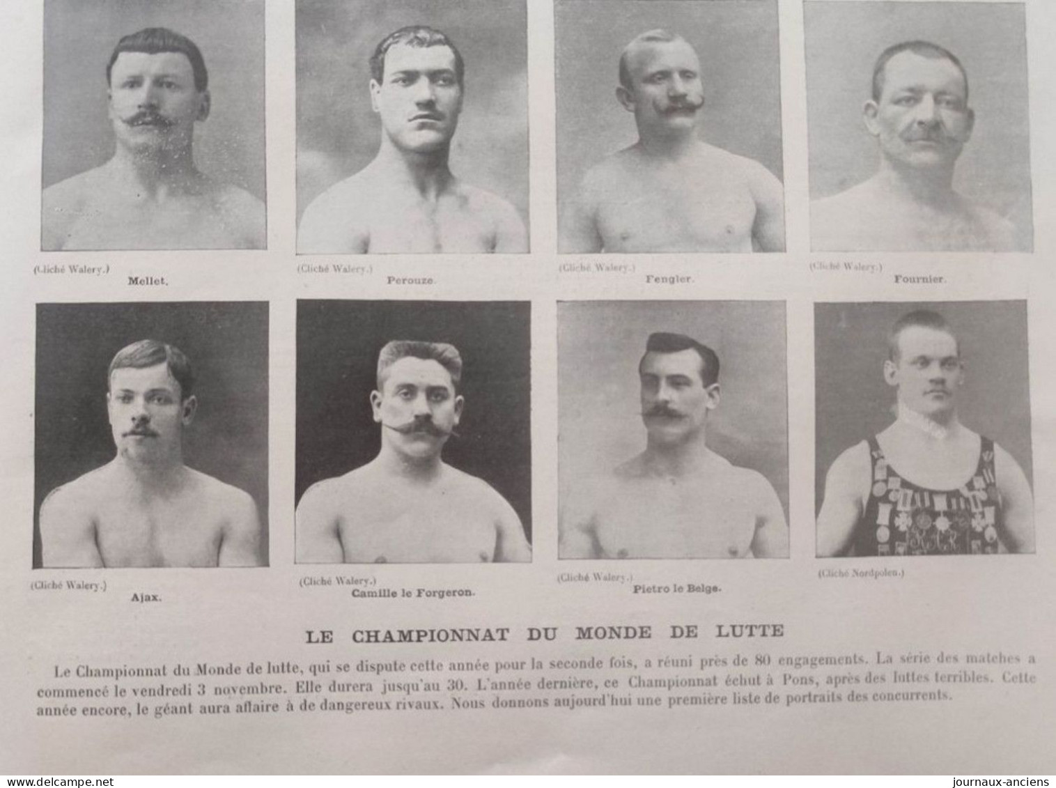 1899 LE CHAMPIONNAT DU MONDE DE LUTTE - CLICHÉS WALERY - Revue Sportive " LA VIE AU GRAND AIR " - 1900 - 1949