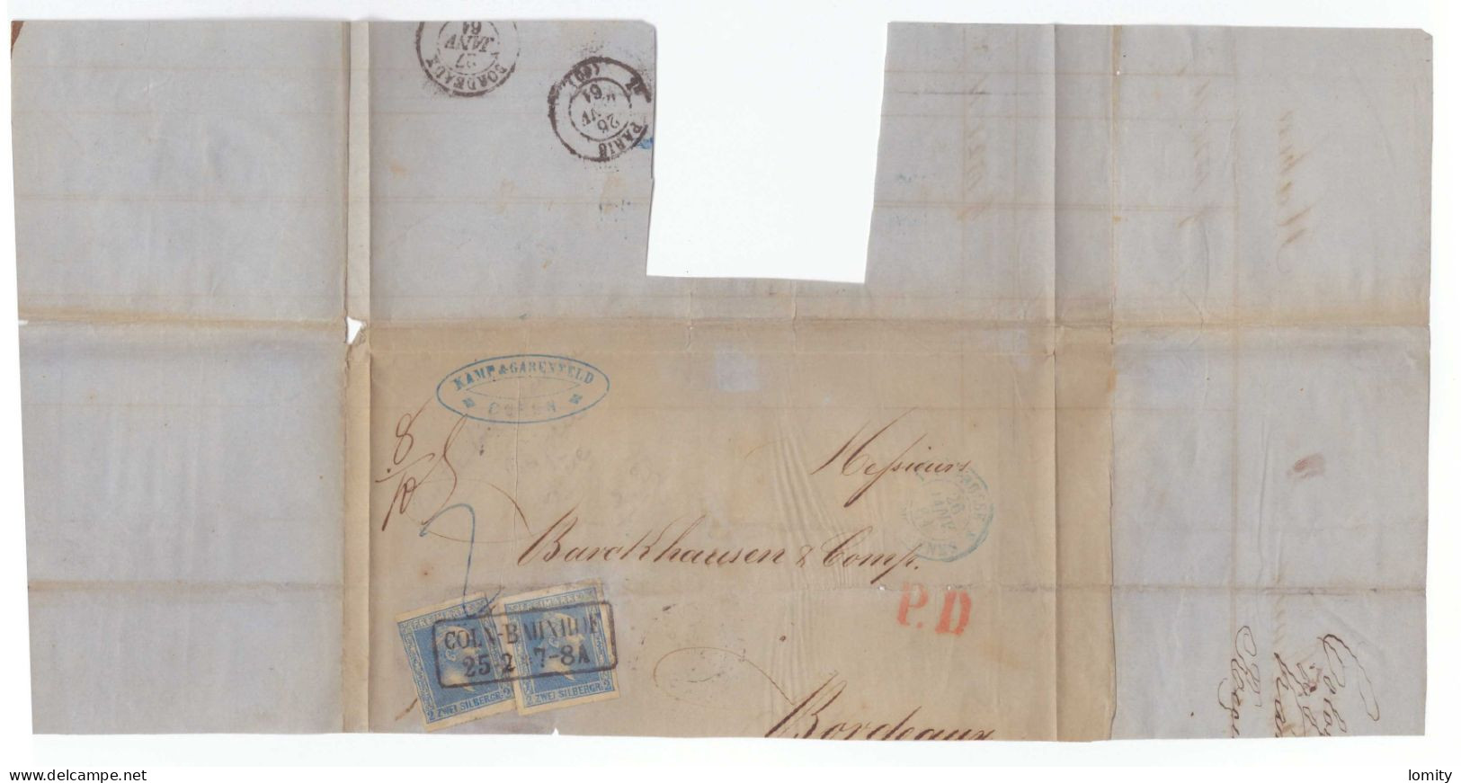 Allemagne Prusse Preussen Lettre Cachet 1861 Brief Cover Timbres 2 Exemplaires Du Timbre N° 12 YT N°11 Mi - Lettres & Documents