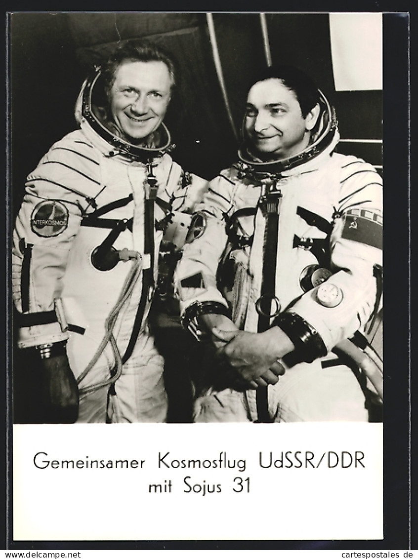 AK Gemeinsamer Kosmosflug UdSSR /DDR Mit Sojus 31, Oberst Waleri Bykowski & Oberstleutnant Sigmund Jähn  - Space