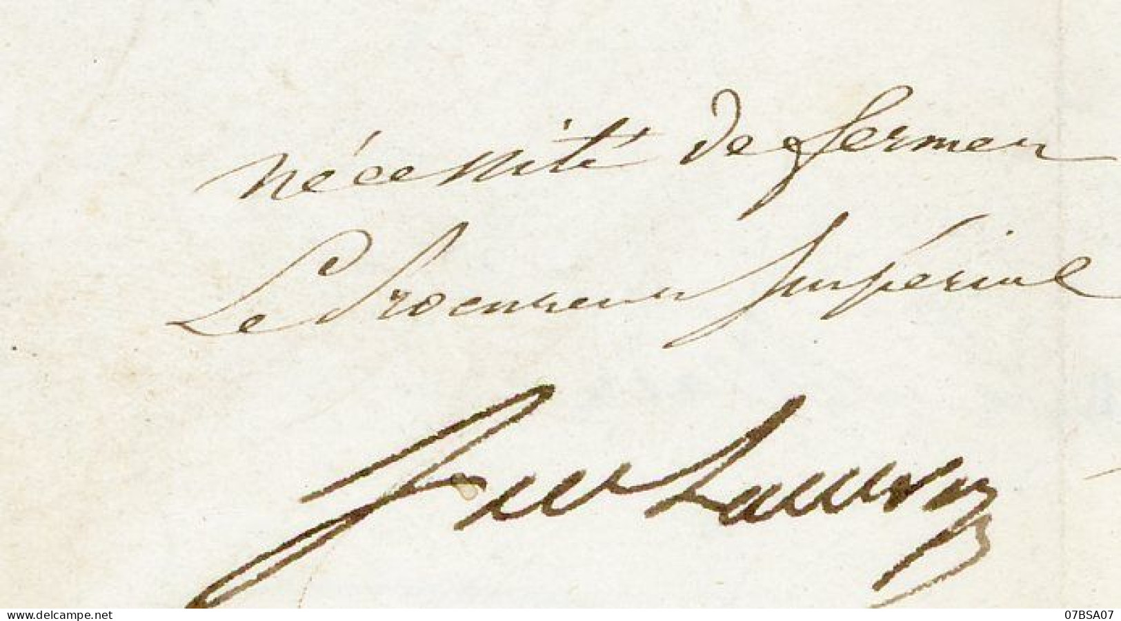 GARD LAC 1855 T 15 DE NIMES LETTRE FRANCHE AVEC CONTRESEING PROCUREUR IMPERIAL + V = FRANCHISE VERIFIEE VOIR LES SCANS - 1849-1876: Periodo Classico