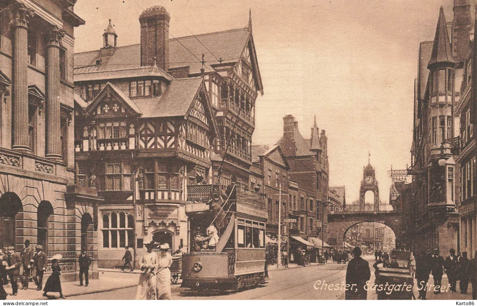 Chester , Cheshire * Tramway Tram * Eastgate Street * Uk - Chester