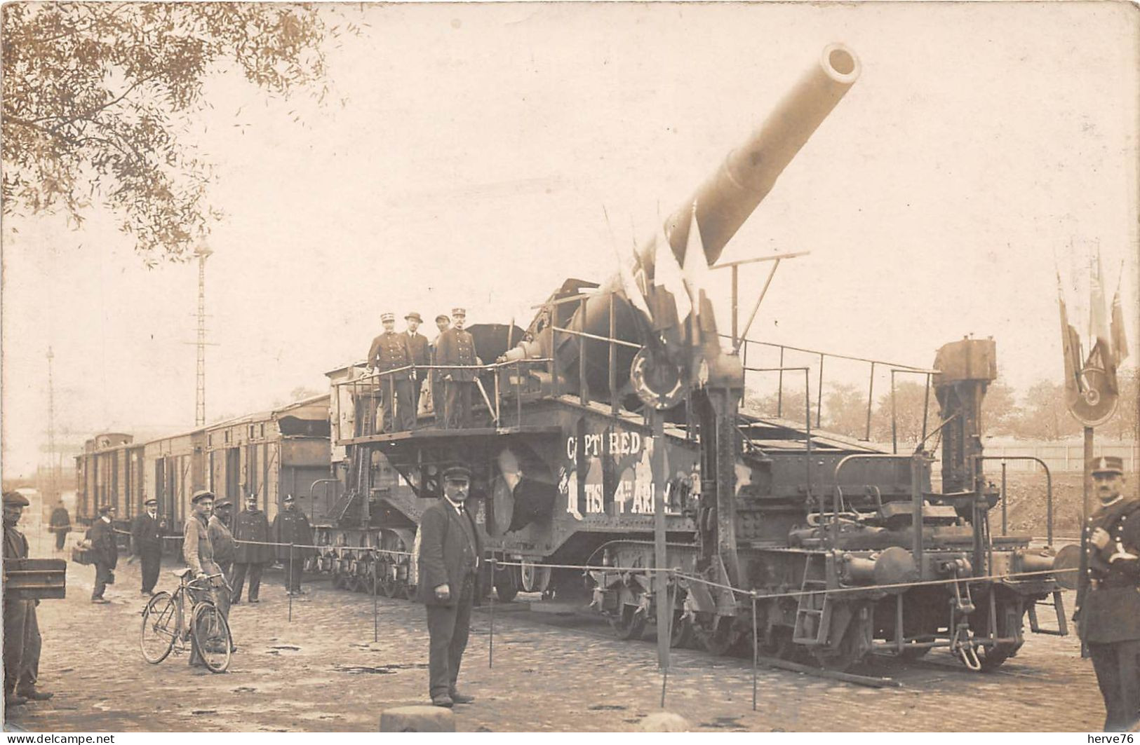 Militaria -  Carte Photo - Guerre 1914-1918 - Train - Canon De 280 Capturé Par La 4ème Armée Anglaise - Equipment