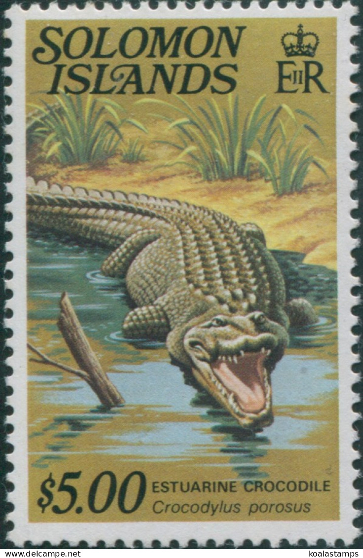 Solomon Islands 1979 SG403A $5 Estuarine Crocodile MNH - Isole Salomone (1978-...)