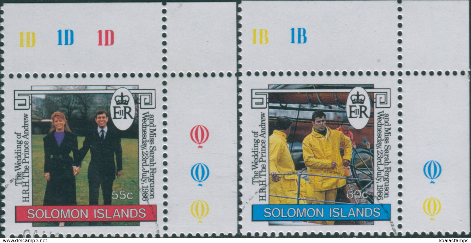 Solomon Islands 1986 SG568-569 Royal Wedding Set FU - Salomon (Iles 1978-...)