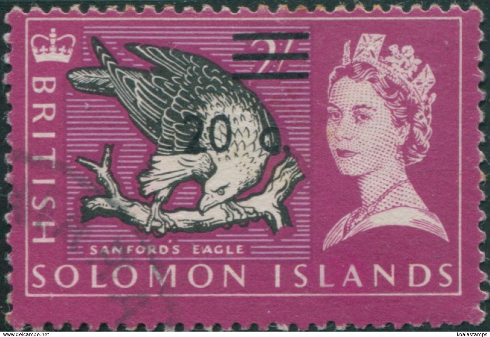Solomon Islands 1966 SG147 20c On 2/- Sanford's Sea Eagle FU - Islas Salomón (1978-...)