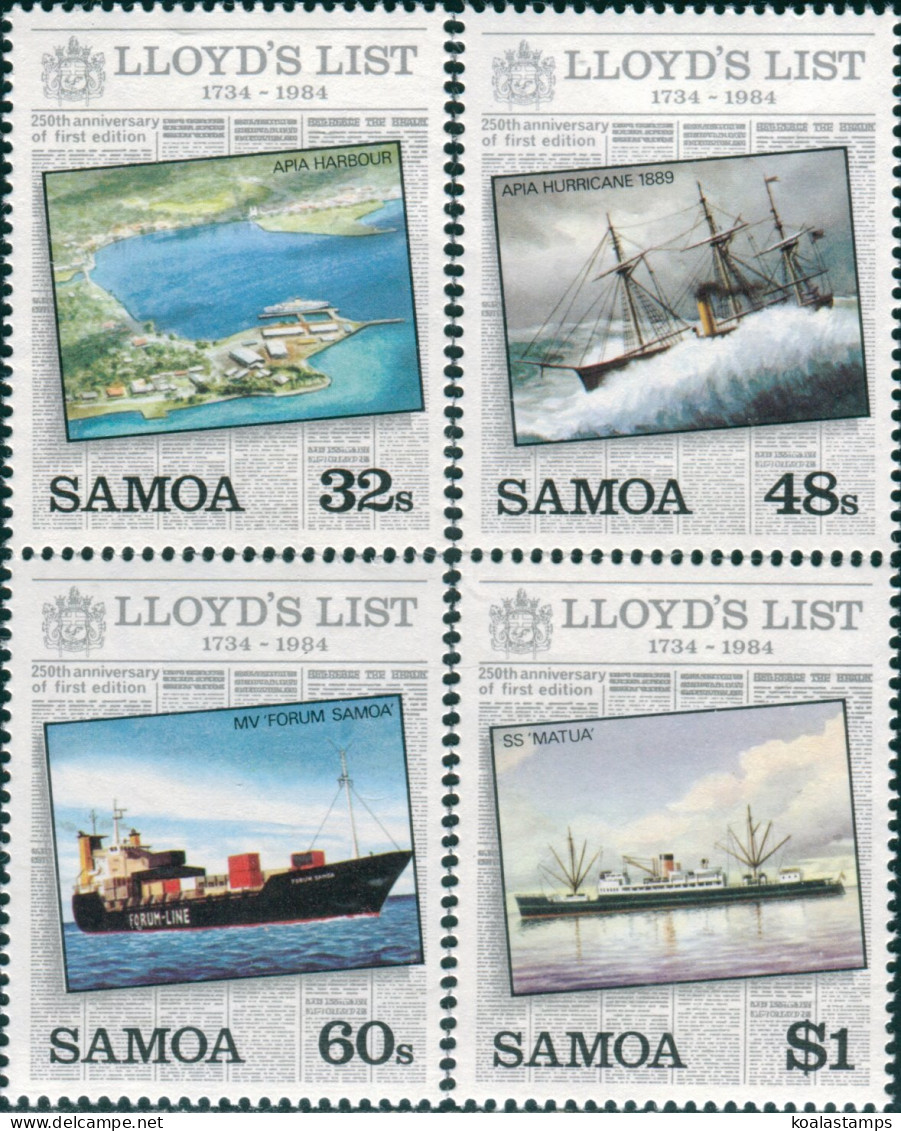 Samoa 1984 SG673-676 Lloyd's List Set MNH - Samoa