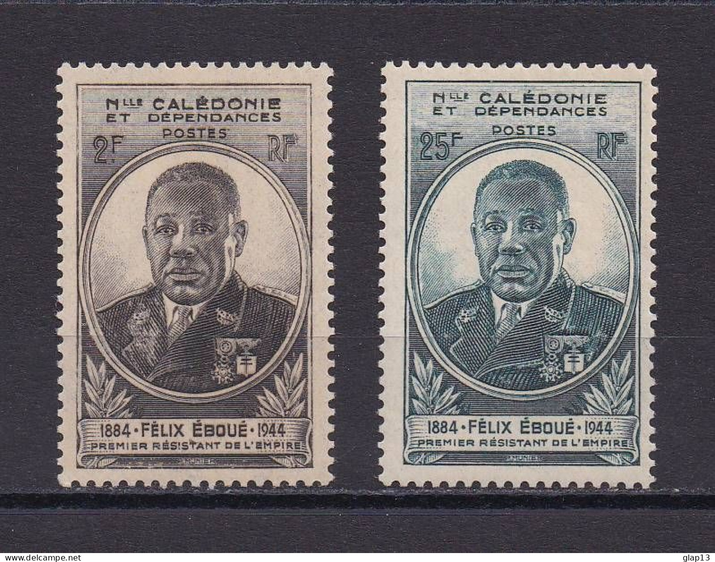NOUVELLE-CALEDONIE 1945 TIMBRE N°257/58 NEUF** EBOUE - Neufs