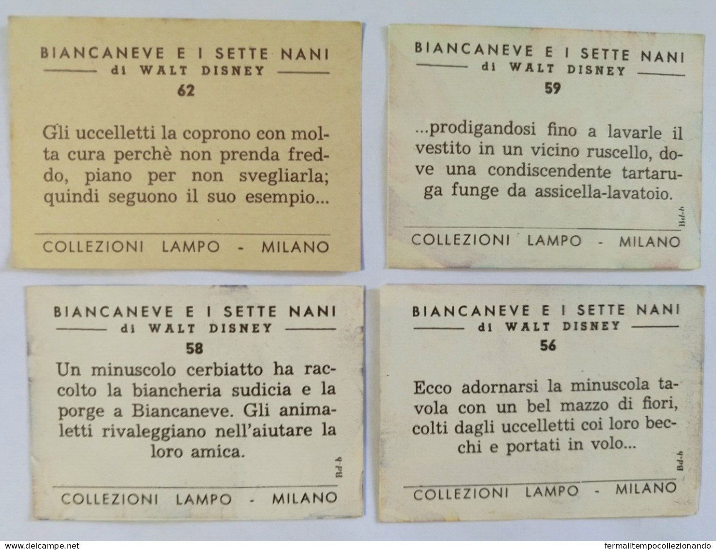 Bq70 Lotto Di 4 Figurine Biancaneve E I Sette Nani Ed .lampo N.62-58-59-56 - Sonstige & Ohne Zuordnung