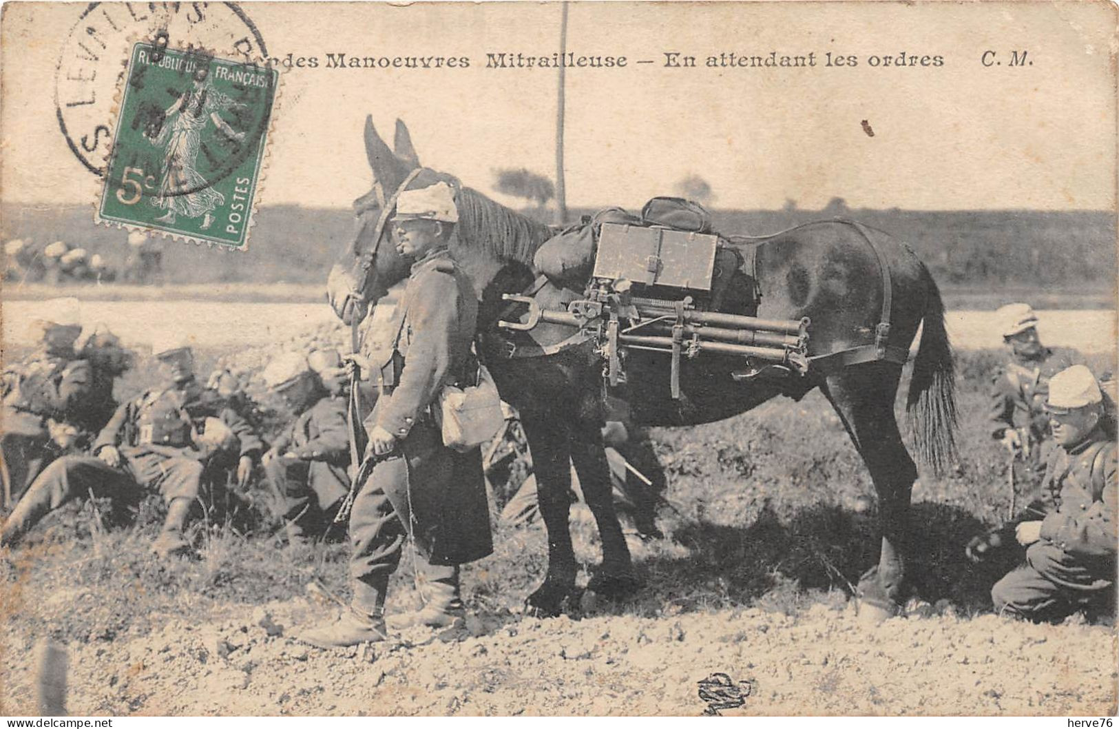 Militaria - Grandes Manoeuvres Mitrailleuse - En Attendant Les Ordres - Manoeuvres