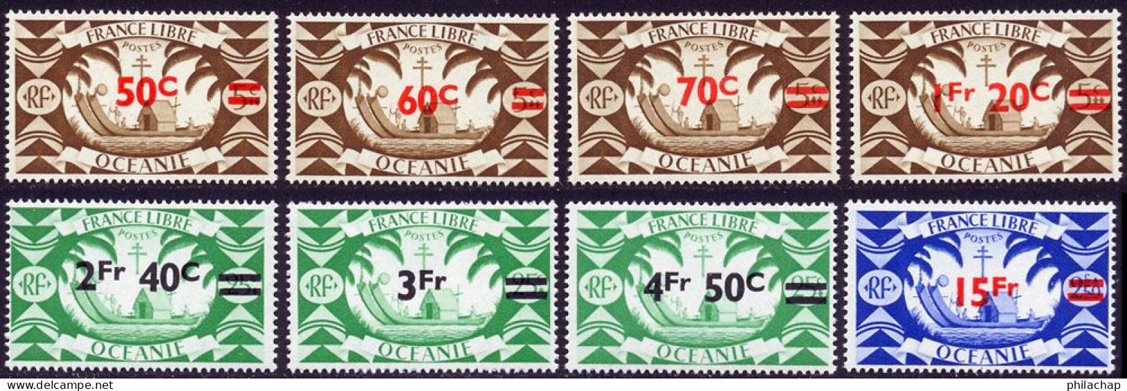Oceanie 1945 Yvert 172 / 179 ** TB - Unused Stamps