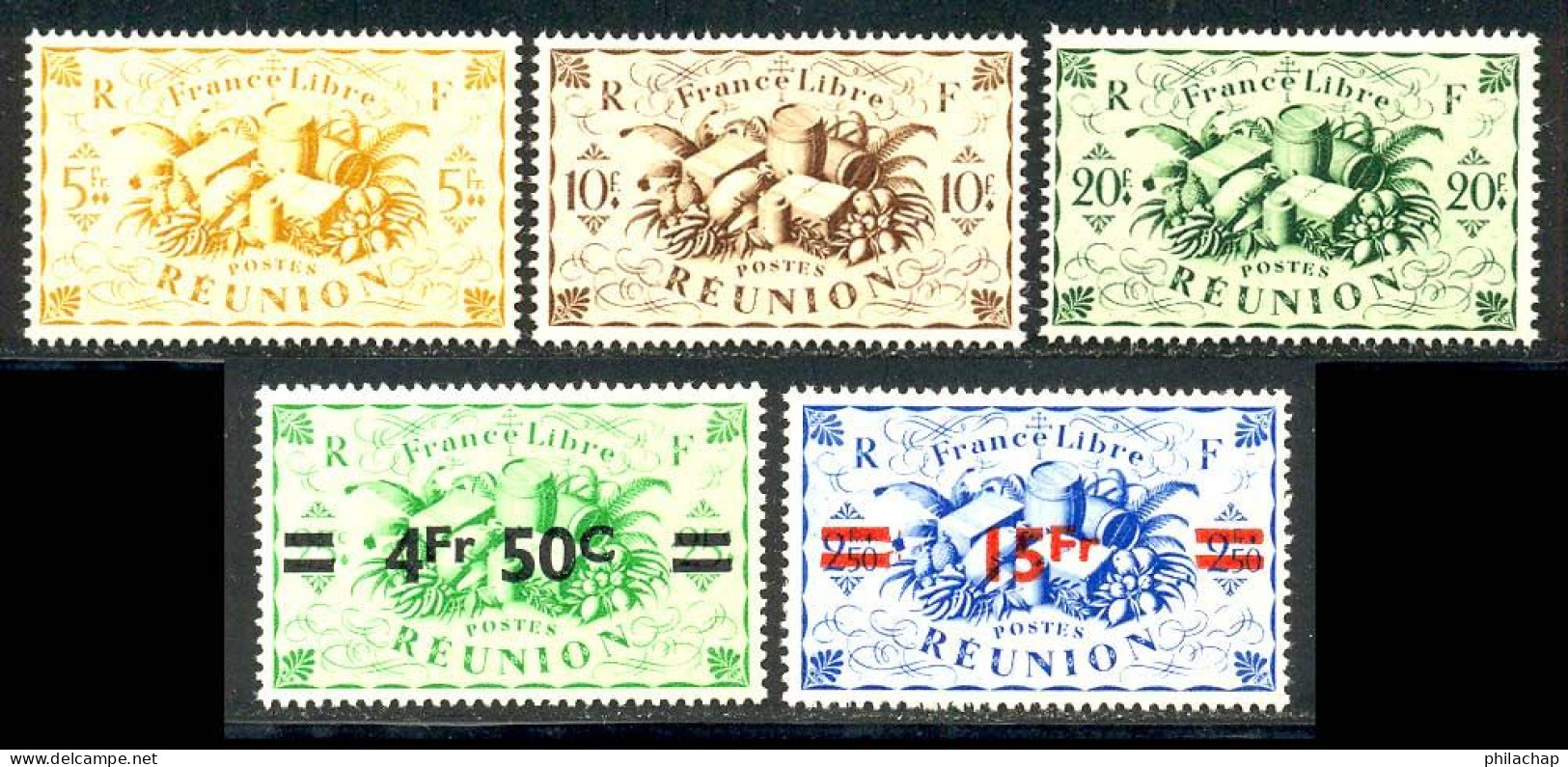 Reunion 1945 Yvert 244 / 246 - 258 - 259 ** TB Bord De Feuille - Unused Stamps