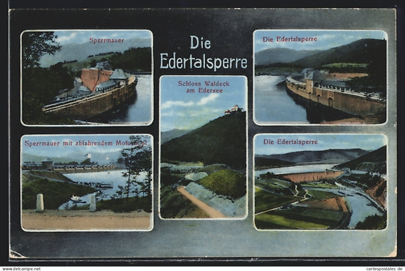 AK Waldeck / Hessen, Die Edertalsperre, Sperrmauer Mit Motorbooten, Schloss  - Waldeck