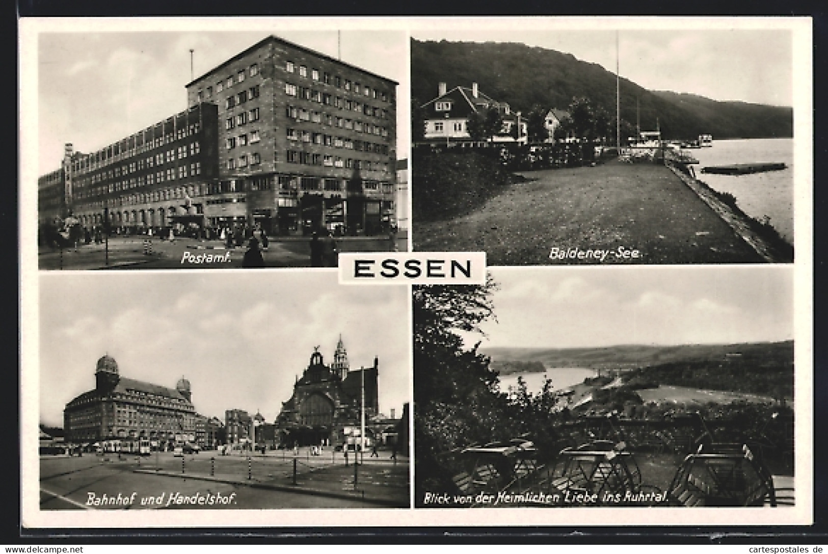 AK Essen, Postamt, Bahnhof & Handelshof  - Essen