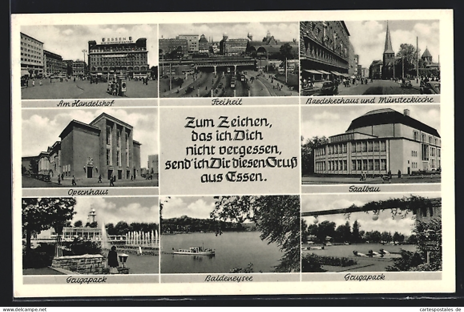 AK Essen, Hotel Handelshof, Opernhaus, Baedekerhaus Und Münsterkirche  - Münster