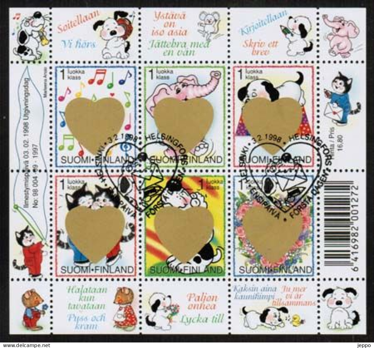 1998 Finland, Friendship, Min.sheet FD-stamped. - Blocks & Kleinbögen