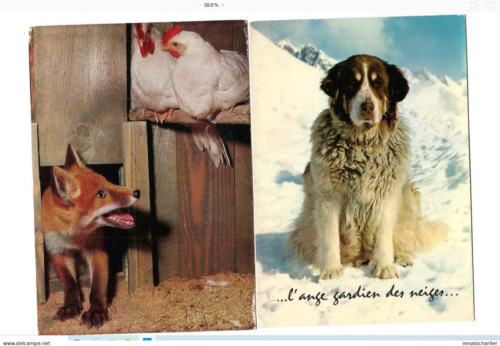 Lot de 8 Cartes postales"Animaux".