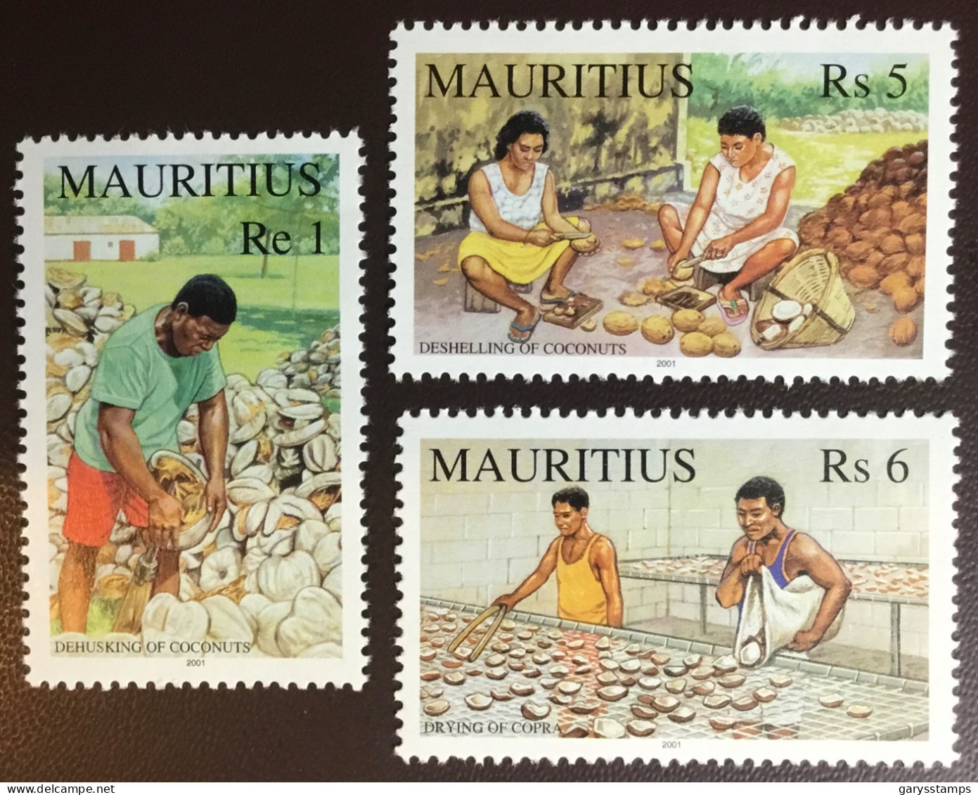 Mauritius 2001 Coconut Industry 3 Values MNH - Mauritius (1968-...)