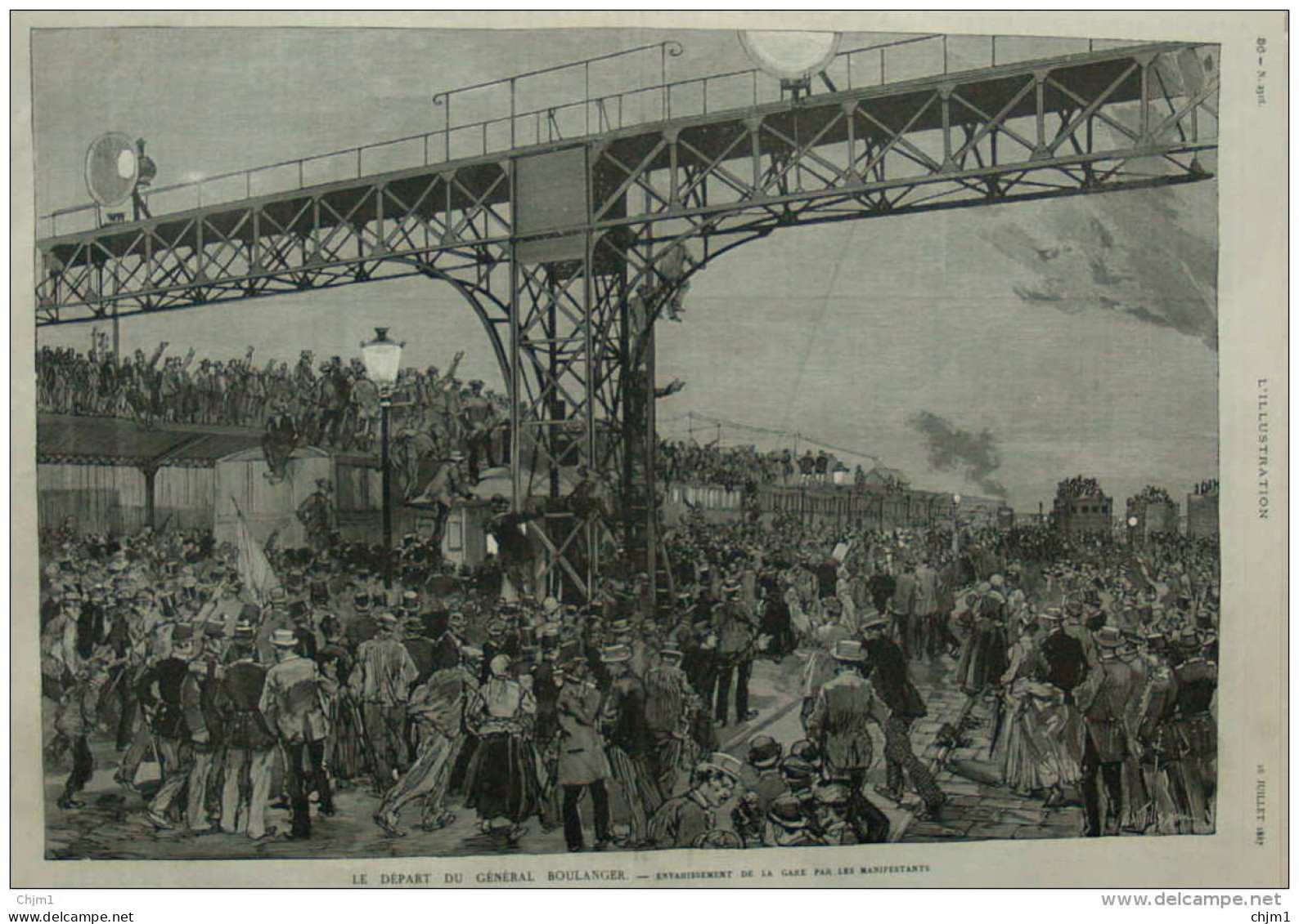 Le Départ Du Général Boulanger - Envahissement De La Gare Par Les Manifestants - Page Original - 1887 - Historische Documenten