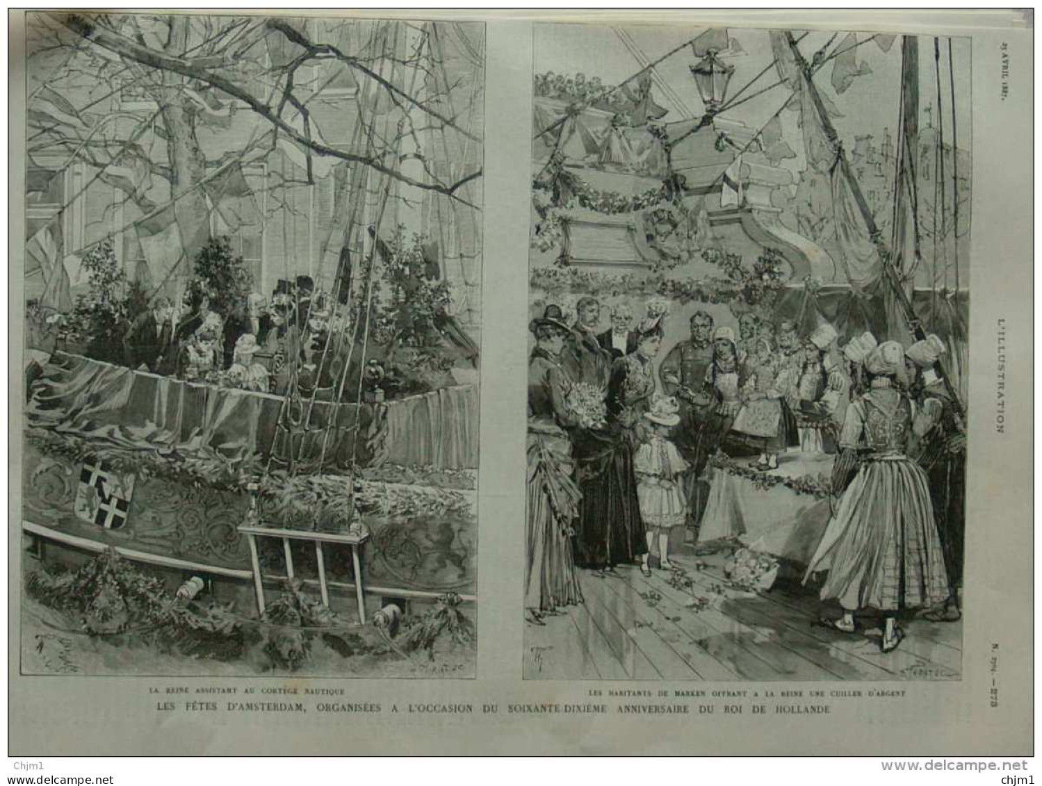 Les Fêtes D'Amsterdam à L'occasion Du 70 Anniversaire Du Roi De Hollande - Habitants De Marken - Page Original - 1887 - Documents Historiques