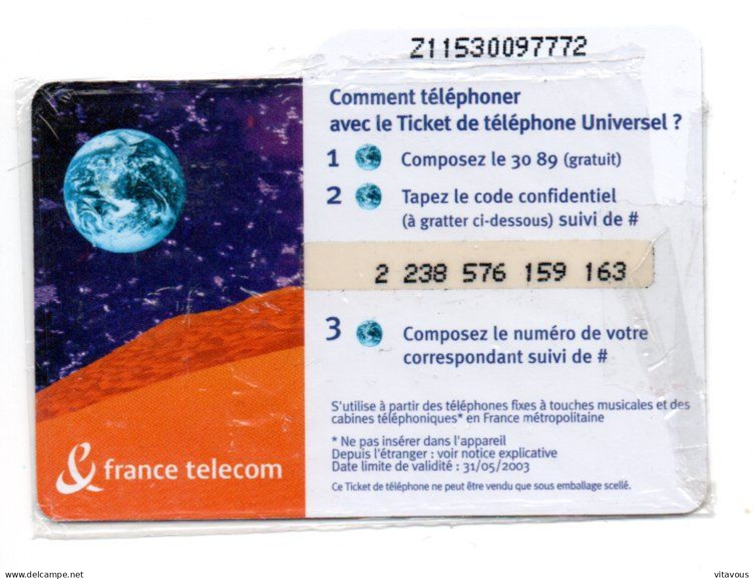 Ticket De Téléphone Carte Prépayée France NEUVE Card  (K 322) - Tickets FT