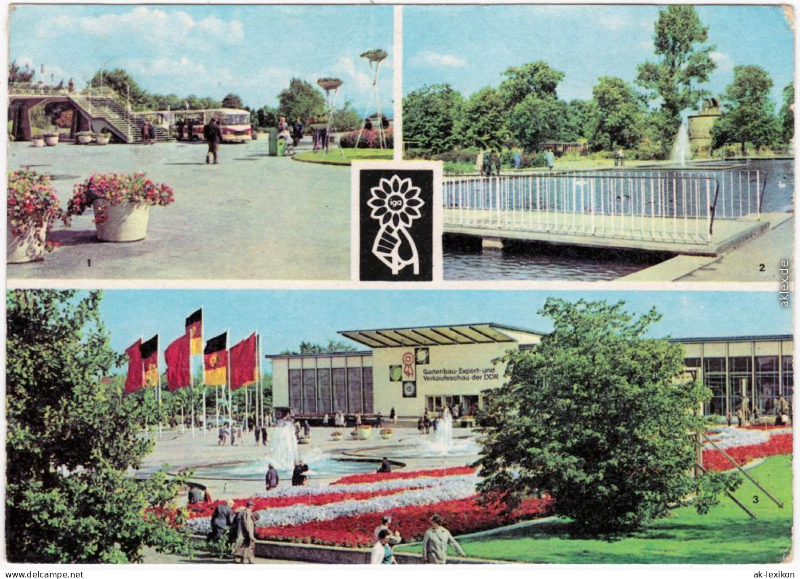Erfurt Internationale Gartenbauausstellung IGA: Brücke, Wasserachse, Halle 1966 - Erfurt