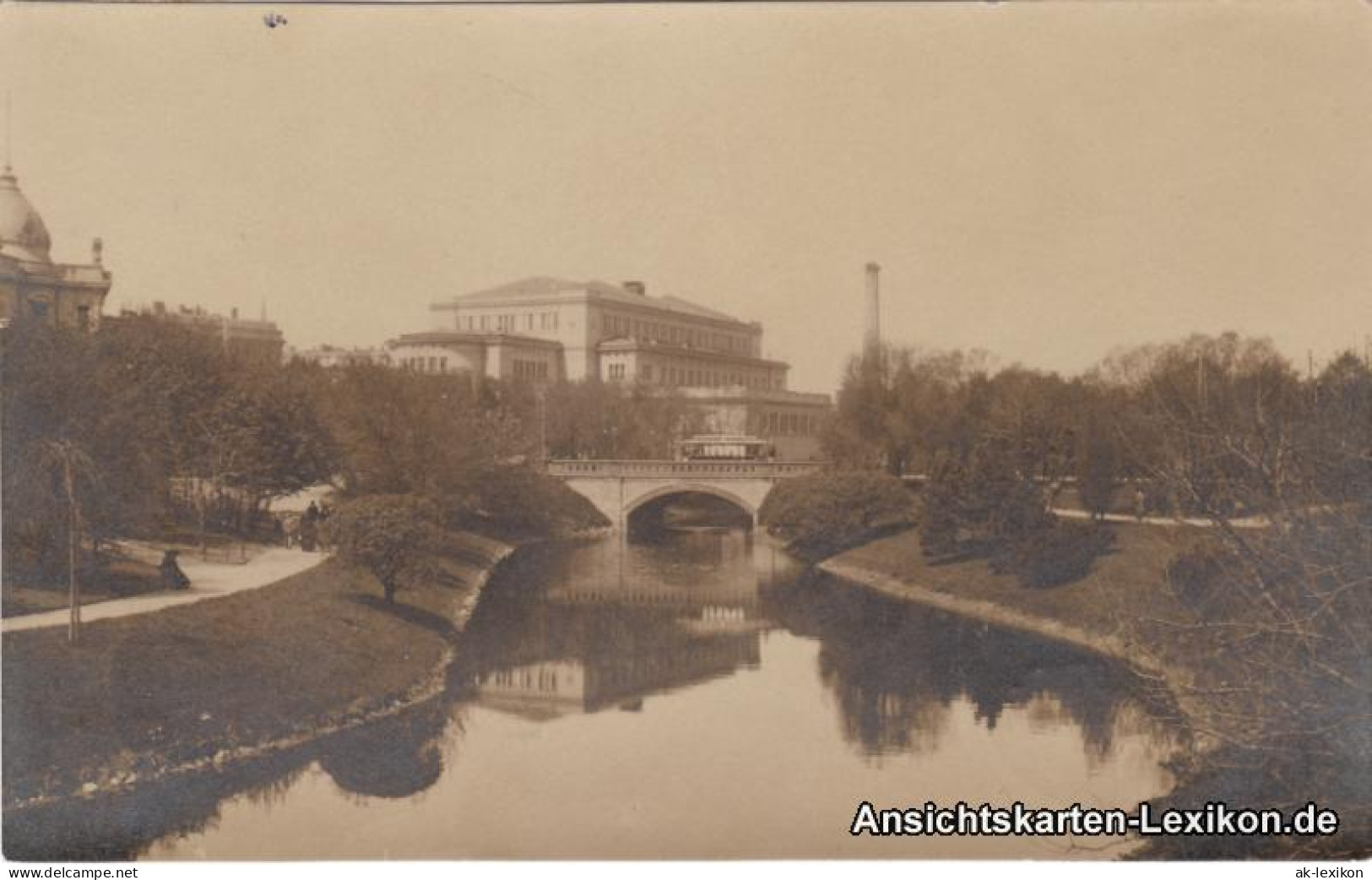 Postcard Riga Rīga Ри́га Stadtkanal Und National Oper 1918  - Lettonie