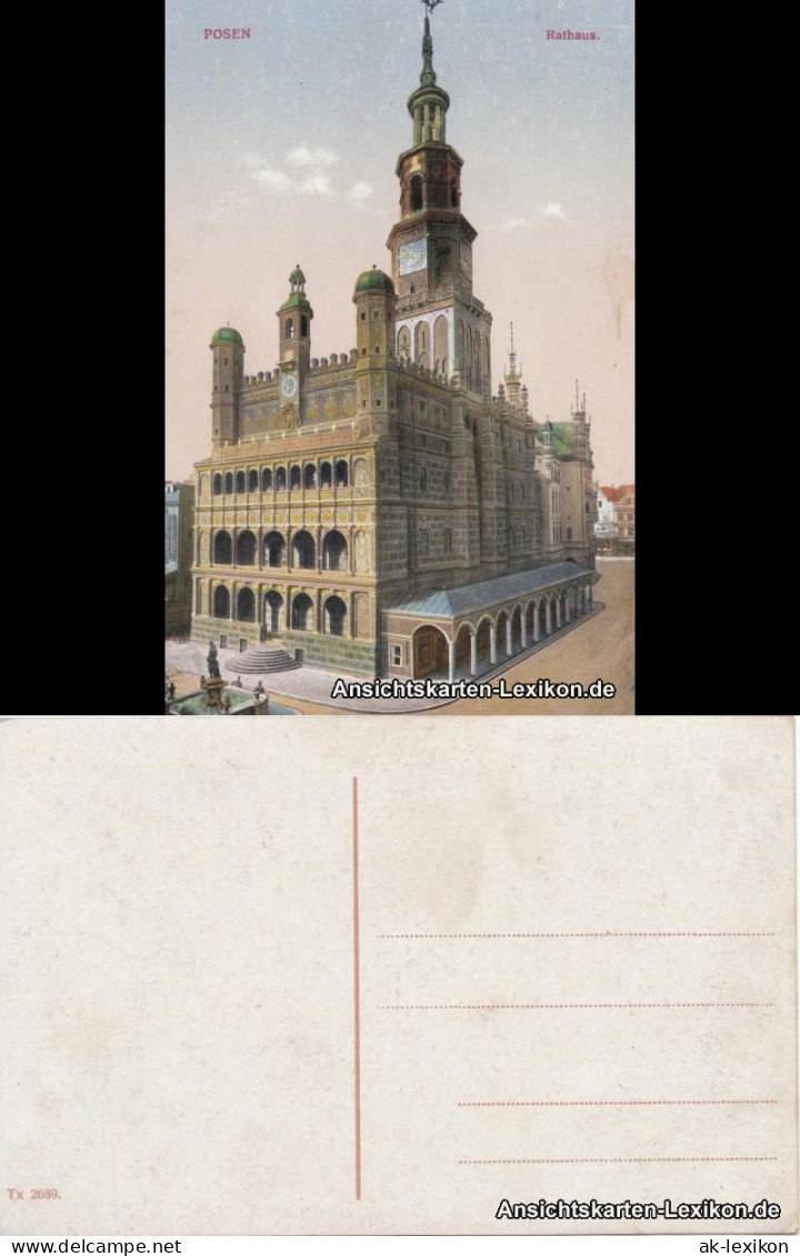 Postcard Posen Poznań Partie Am Rathaus Mit Brunnen 1913  - Polen