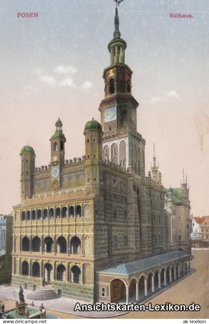 Postcard Posen Poznań Partie Am Rathaus Mit Brunnen 1913  - Polen