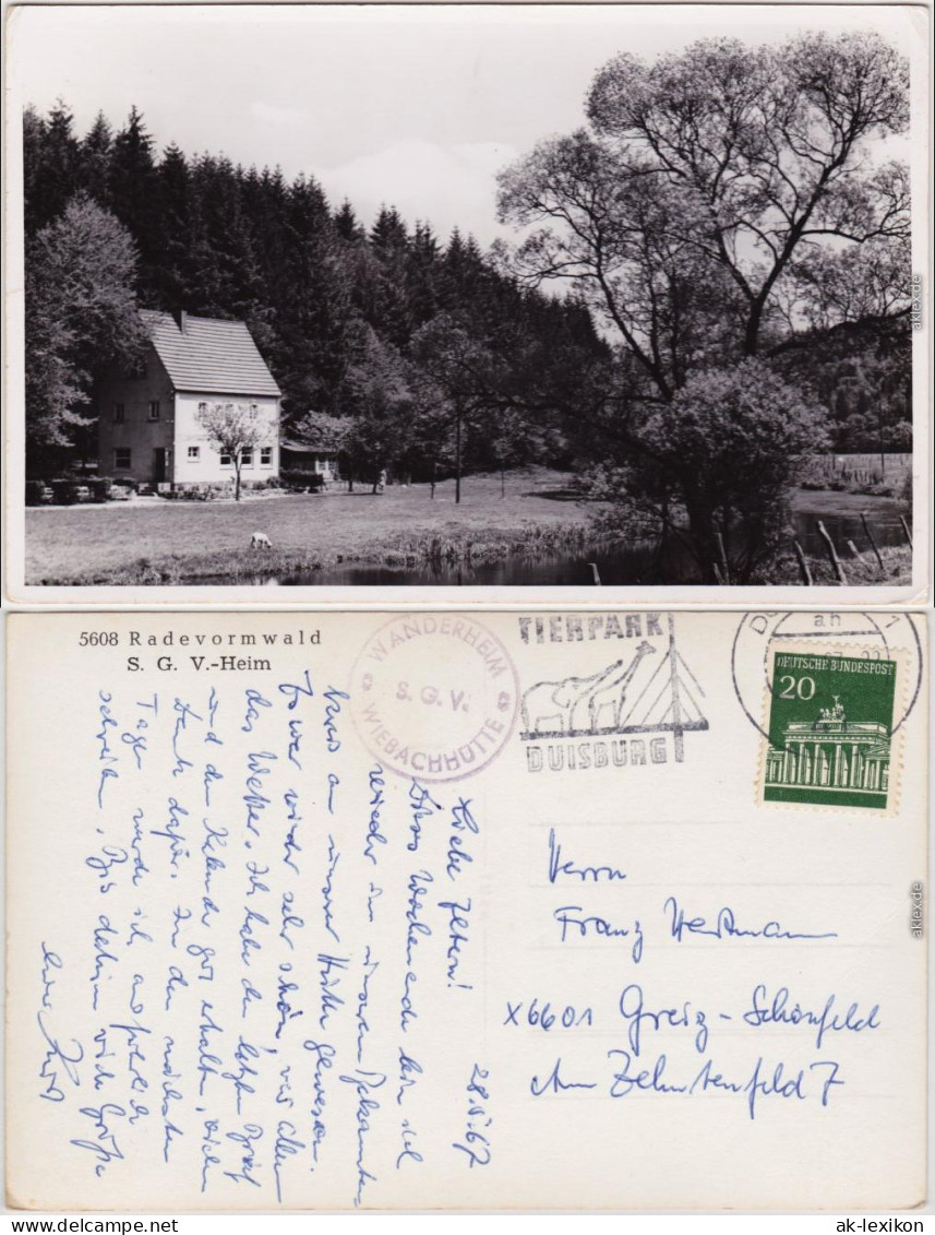 Ansichtskarte Radevormwald Wanderheim "Wiebachhütte" An Der Wupper 1962  - Radevormwald