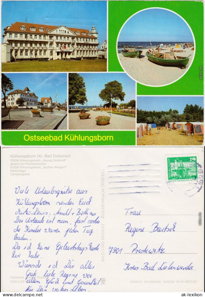 Kühlungsborn FDGB-Erholungsheim "Georgi Dimitroff  Strand Fischerbooten 1986 - Kuehlungsborn