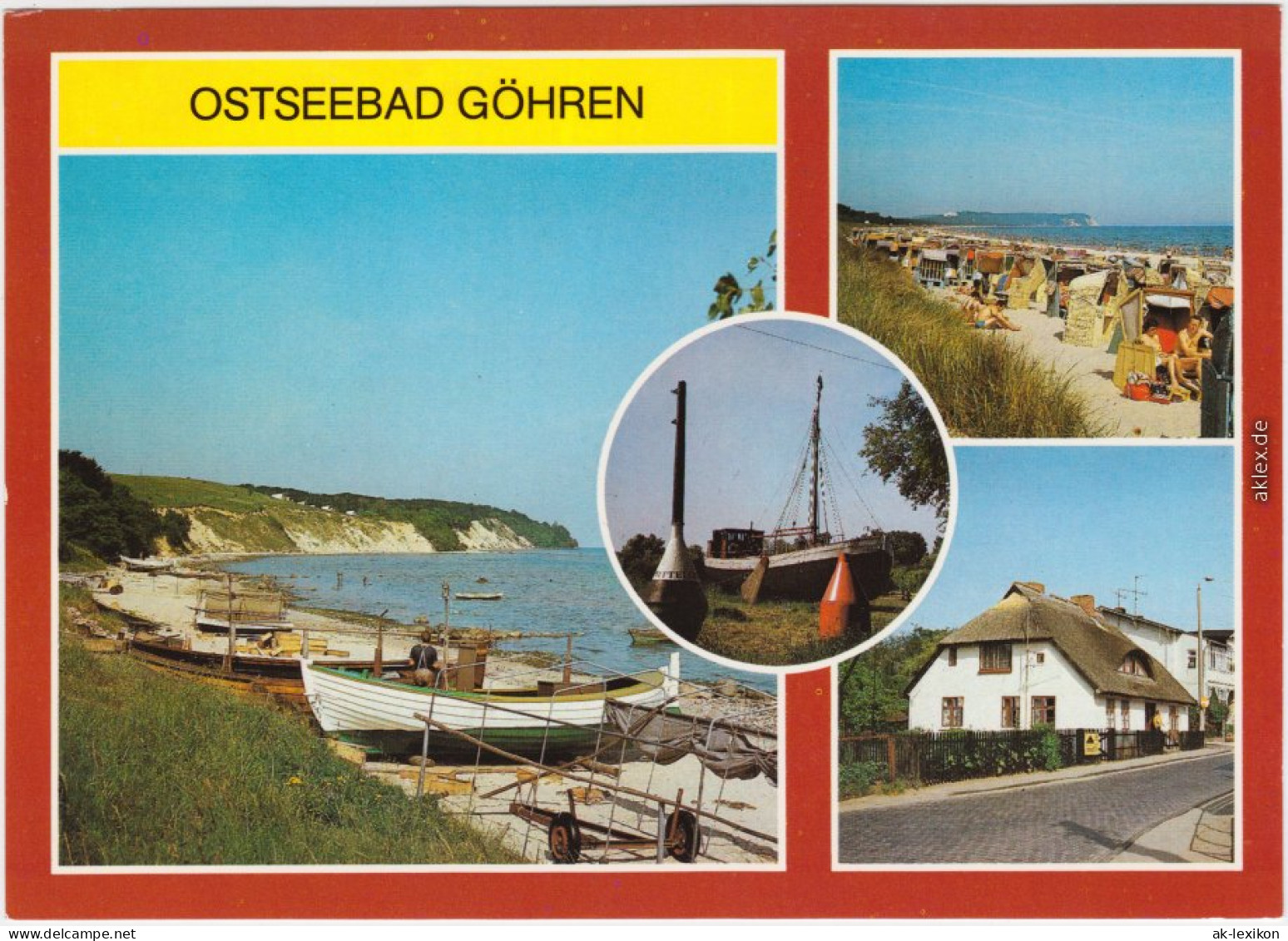 Göhren (Rügen) Am Südstrand, Museumsschiff "Luise", Strand, Teilansicht 1987 - Goehren