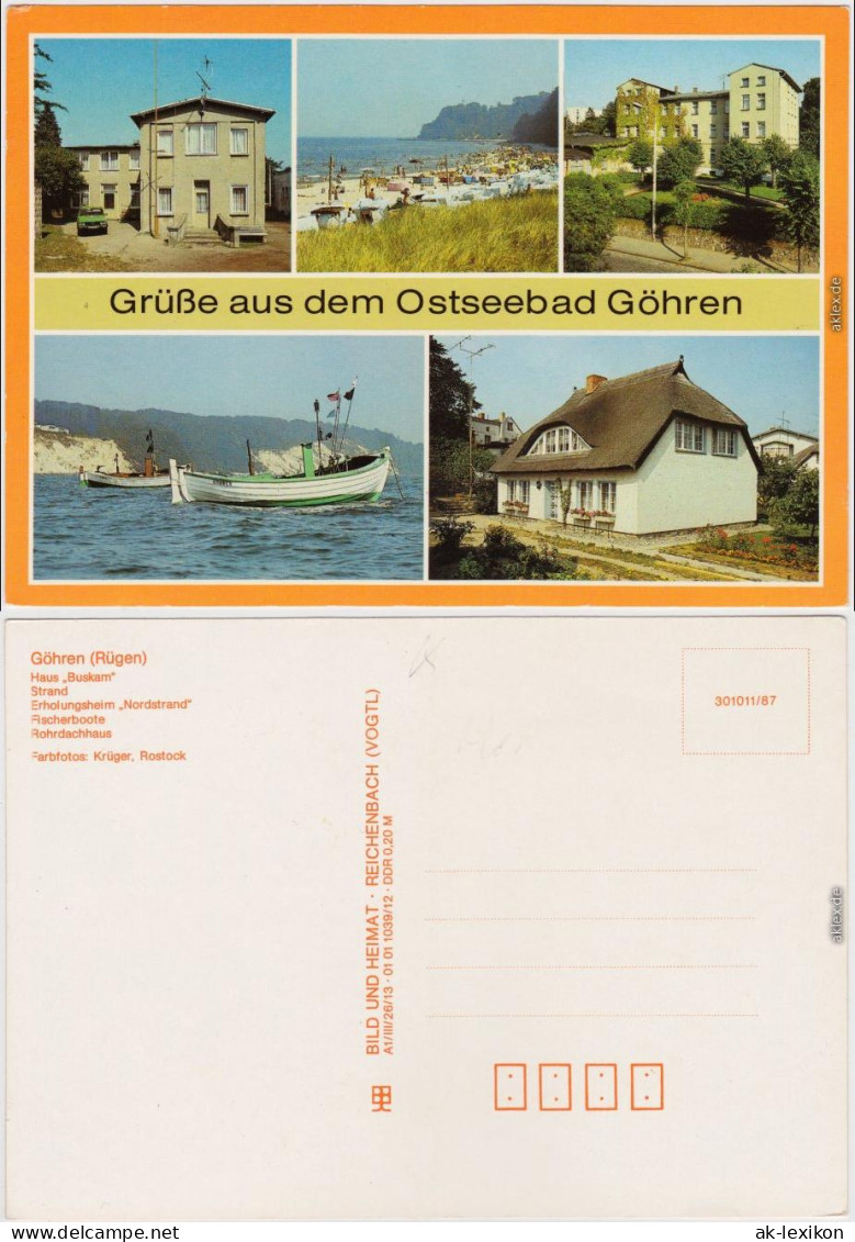 Göhren (Rügen) Haus "Buskam", Strand, Erholungsheim "Nordstrand" 1987 - Goehren