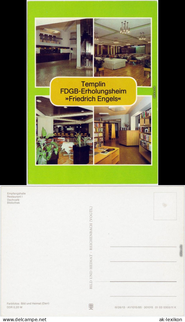 Templin Empfangshalle, Restaurant I, Dachcafé, Bibliothek 1985 - Templin