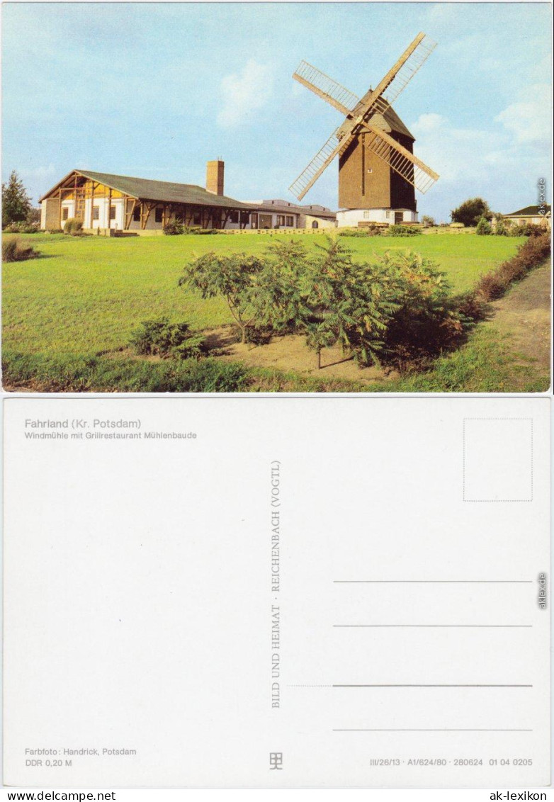 Fahrland Potsdam Windmühle Mit Grillrestaurant "Mühlenbaude" 1980 - Potsdam