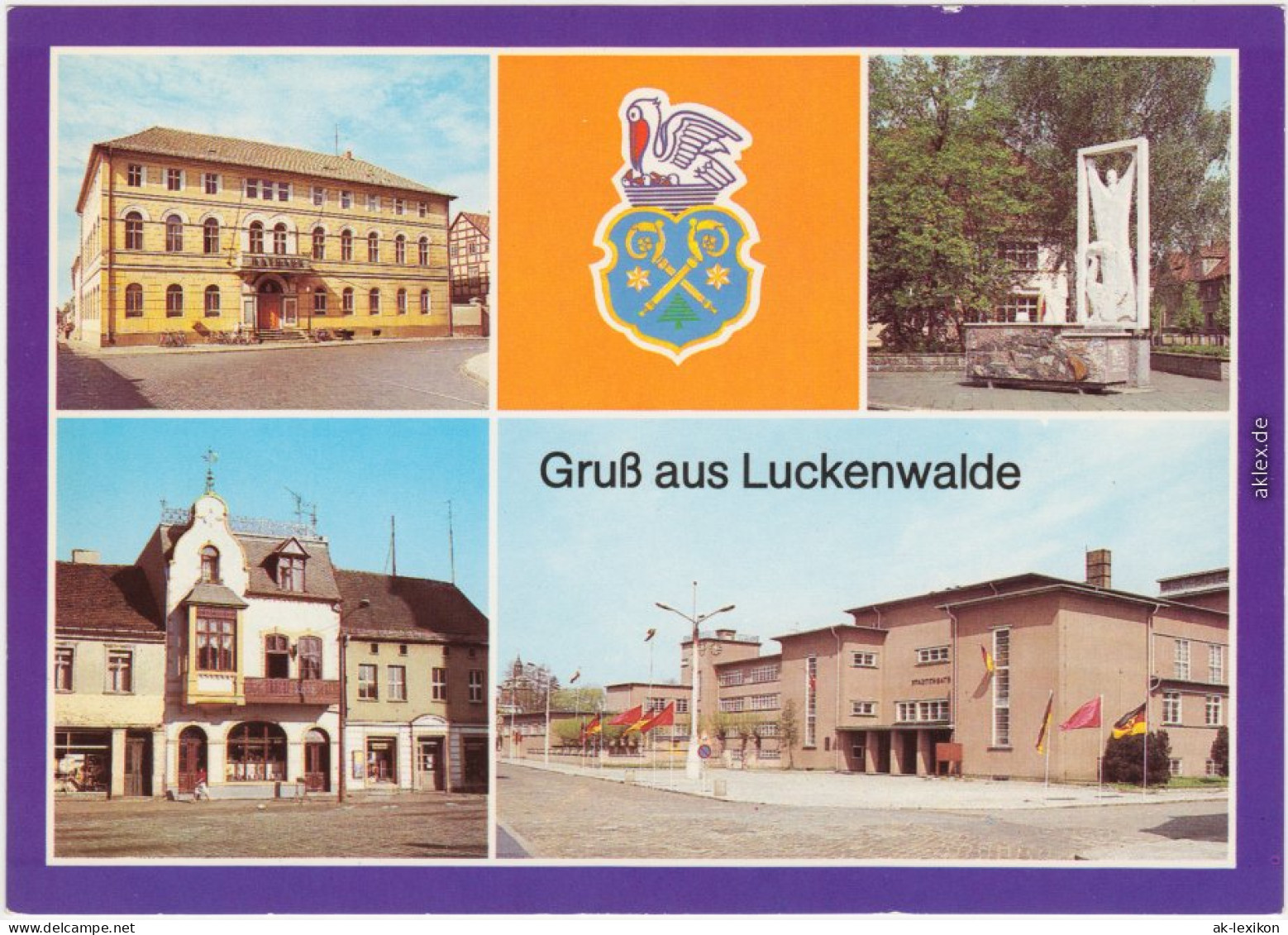 Luckenwalde Rathaus, Ehrenhain, Pelikan-Apotheke, Kulturhaus, Schule 1986 - Luckenwalde