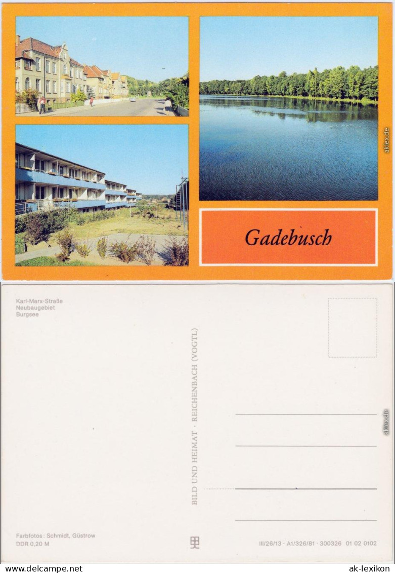 Ansichtskarte Gadebusch Karl-Marx-Straße, Neubaugebiet, Burgsee 1981 - Gadebusch