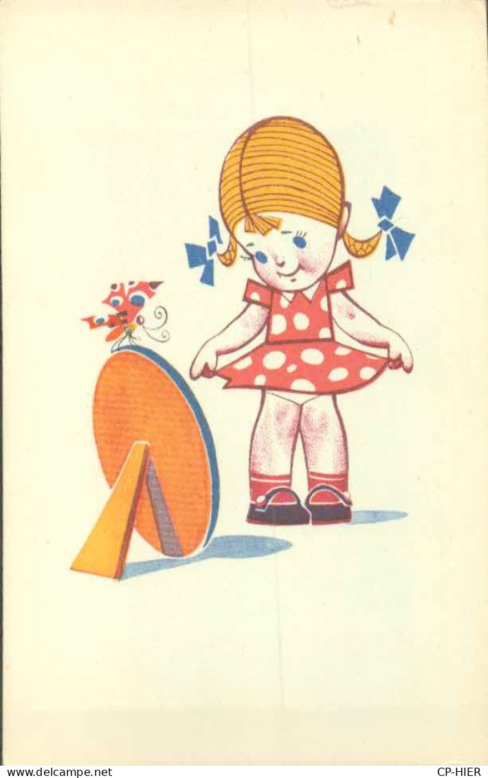 JEU JOUET ENFANT - CARTE POSTALE PETITE FILLE DEVANT LE MIROIR - CP RUSSE - Humorvolle Karten