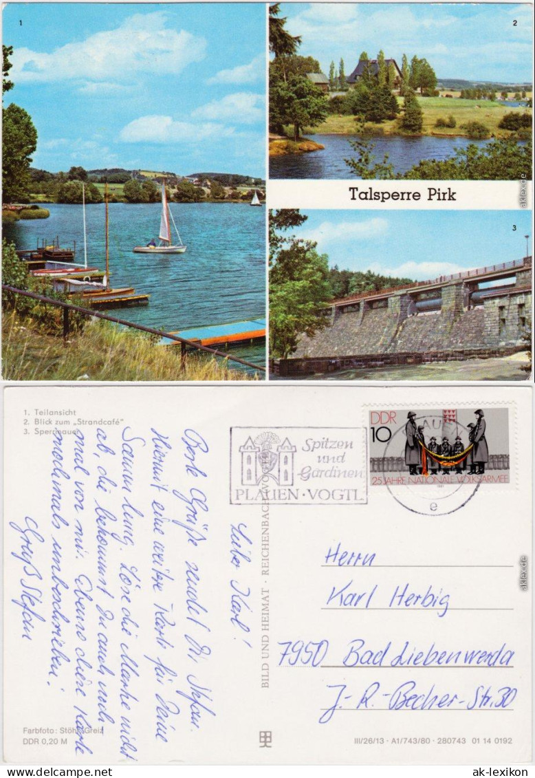 Oelsnitz (Vogtland) 1. Teilansicht, 2.  "Strandcafé", 3. Sperrmauer 1980 - Oelsnitz I. Vogtl.