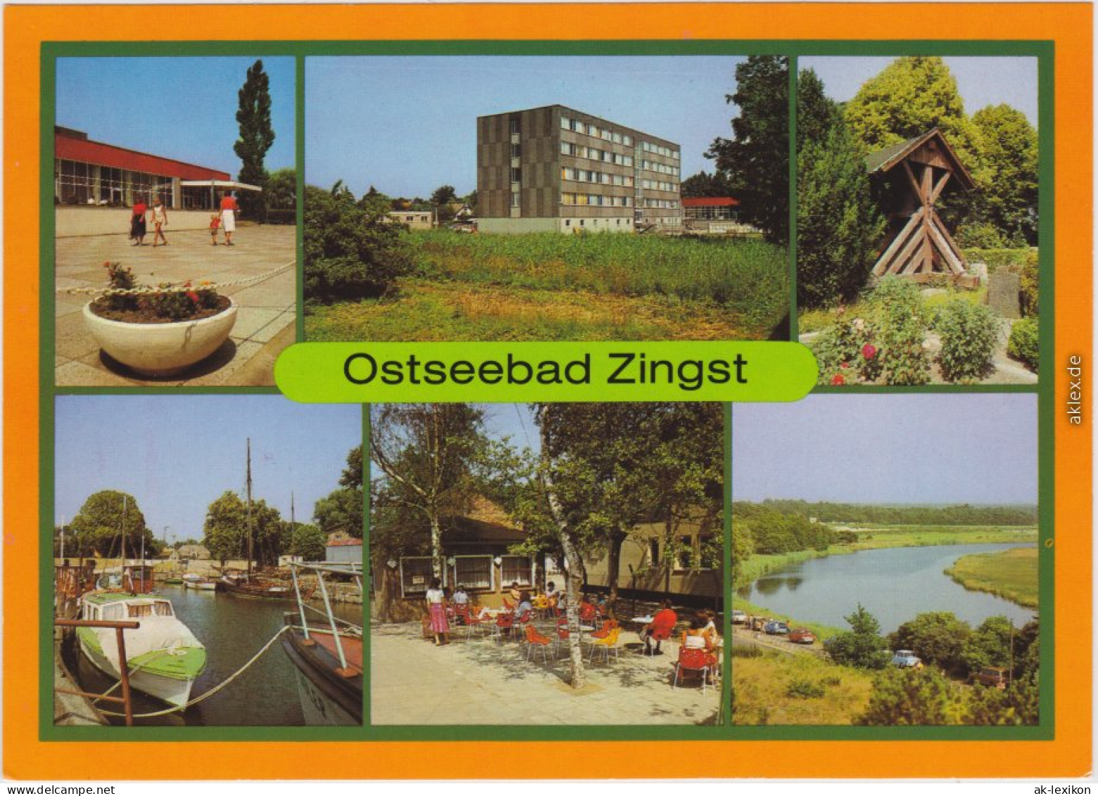 Zingst-Darss FDGB-Erholungsheime, Glockenturm, Hafen, Milchbar Prerowstrom 1986 - Zingst