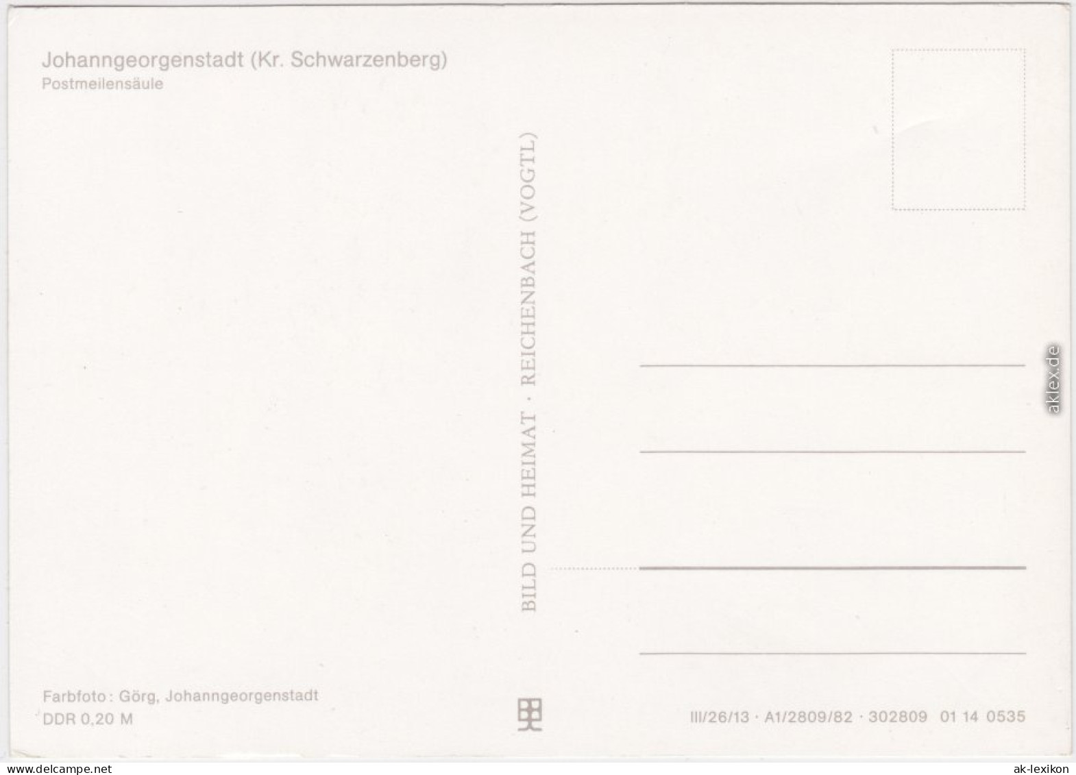 Johanngeorgenstadt Postmeilensäule Ansichtskarte  1982 - Johanngeorgenstadt