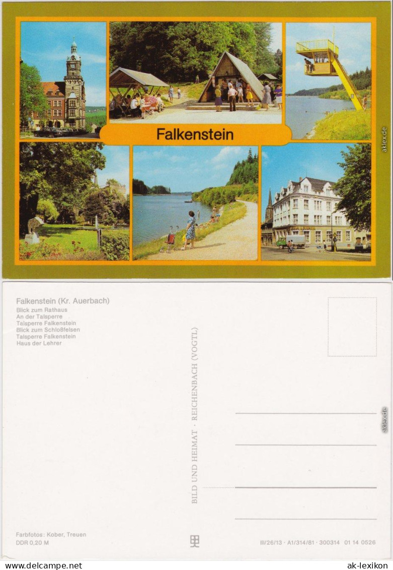 Falkenstein (Vogtland) Rathaus, Talsperre, Schloßfelsen, Haus Der Lehrer 1981 - Falkenstein (Vogtland)
